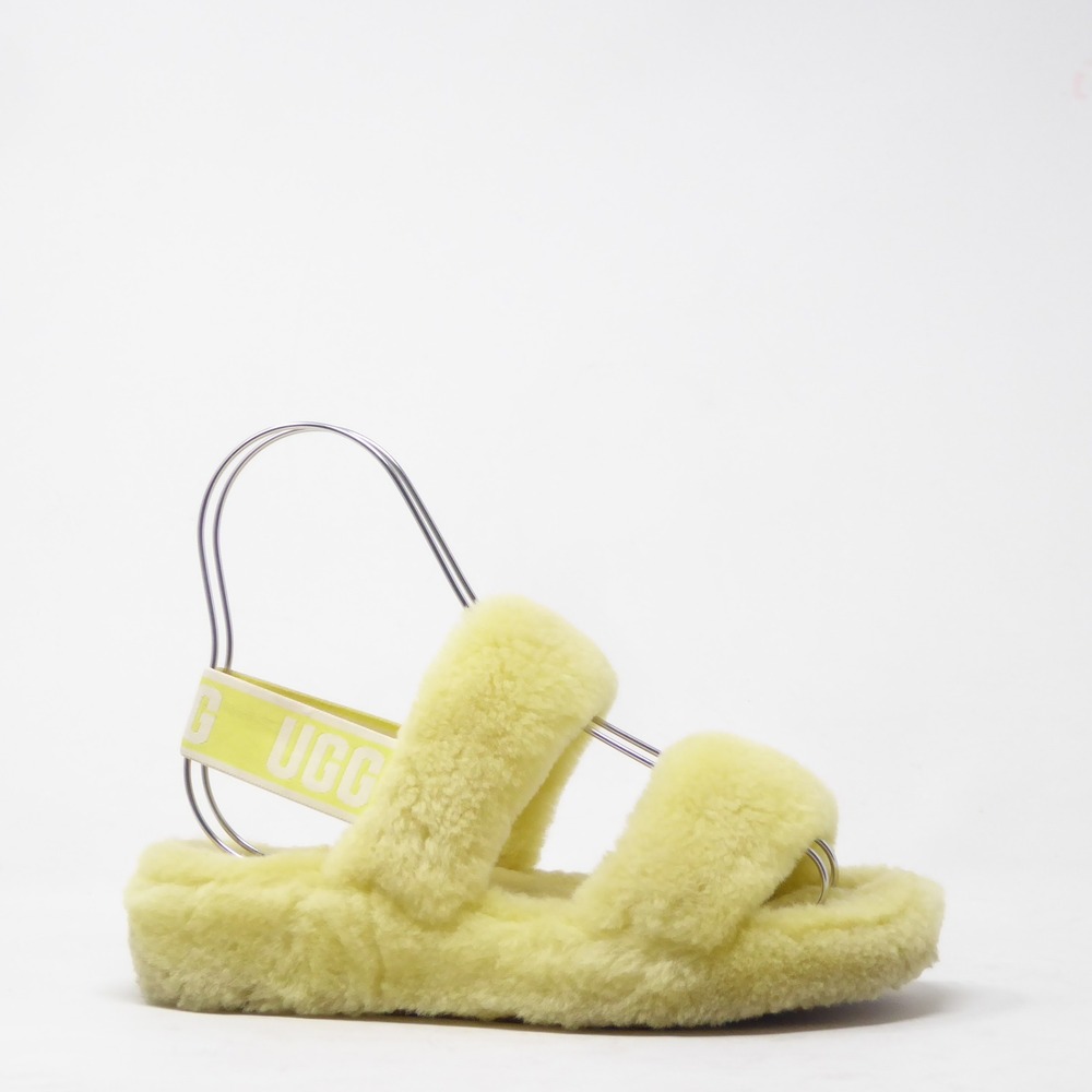 UGG Women Oh Yeah Slide Yellow Sheepskin Sandals Slingback Size 7